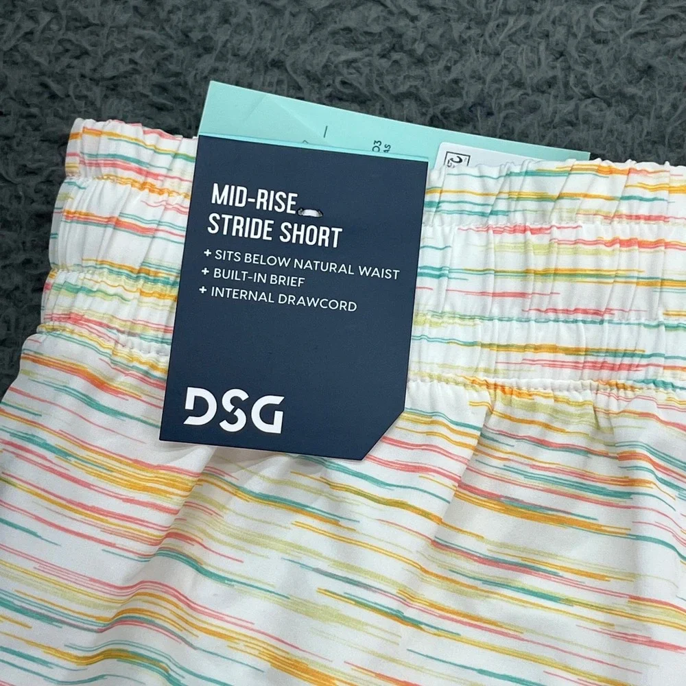 DSG Girls XL Stride Shorts White Multi Spacedye Moisture Wicking UPF 50 Athletic